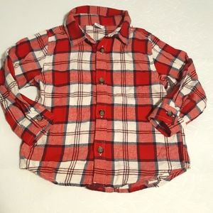Old Navy Boys plaid Long Sleeves Shirt Size 18-24 Months, Red, white, And Black,